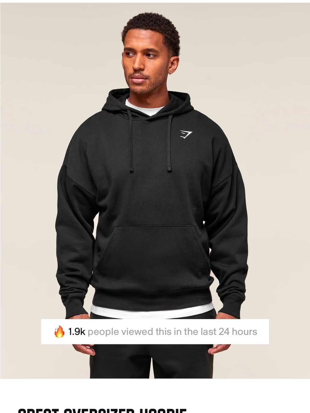 Gymshark Black Oversized Pullover Hoodie
